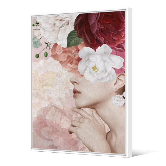Tableau avec Cache-Clou | Collection Floral | Portrait Féminin aux Roses