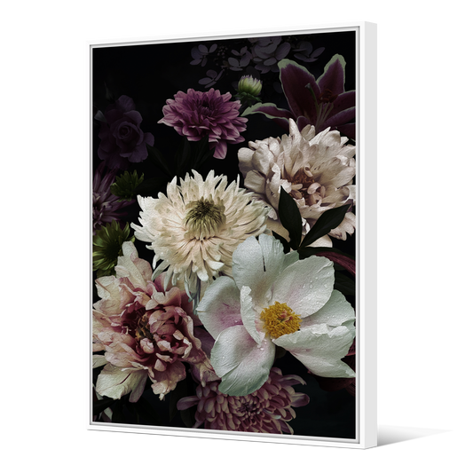 Tableau avec Cache-Clou | Collection Floral | Chrysanthème & Roses